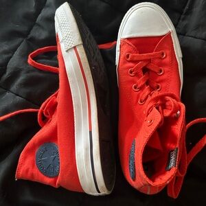 Red Orange High Top Converse